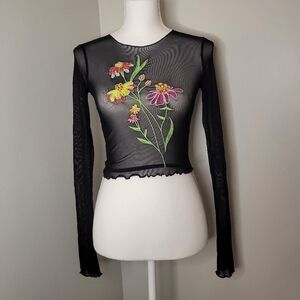 Urban outfitters black, sheer see-through crop top